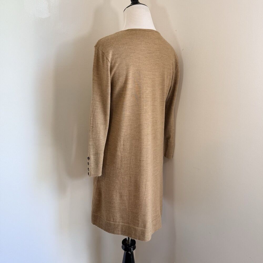 J Jill 100% Merino Wool Knit Tunic Sweater Washable Beige Oat Luxury Women S - Picture 6 of 15